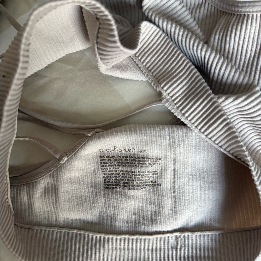 Target Ribbed Light Beige Sports Bra - Picture 3 of 3